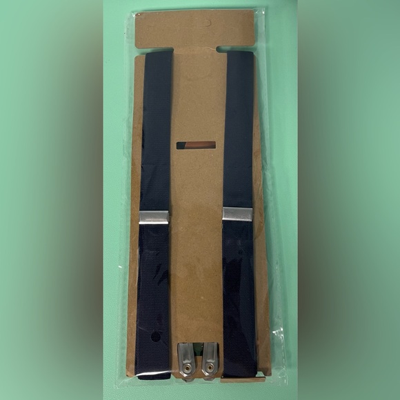 Children Navy Suspenders with 4 Clip-on, Y Back Brace, Tan Leather, Adjustable - Picture 2 of 4